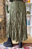 Twisted Sister Crinkle Midi Skirt Khaki